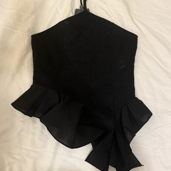 Sunday in Brooklyn Asymmetrical Halter Ruffle Top - Picture 2 of 3